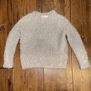 GB Girls SIZE 4 Metallic Silver Tinsel Crewneck Sweater. EUC.